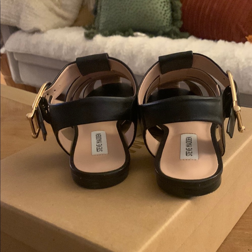 Steve Madden Black Leather Women's Sandal - Picture 3 of 8